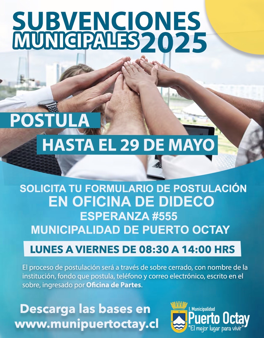 Afiche: Subvenciones Municipales 2025. Postula hasta el 29 de mayo en la oficina de DIDECO.